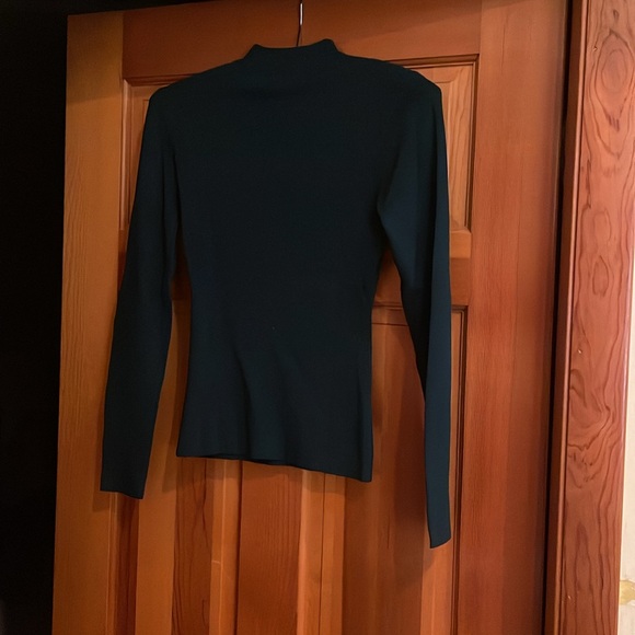 NWT The Workshop Hunter Green Ribbed Mock Neck Sweater - Picture 3 of 9